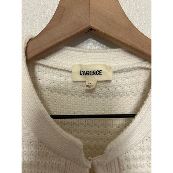 L'AGENCE Marina Textured Knit Cardigan Jacket White Sz XS Old Money - Picture 10 of 12
